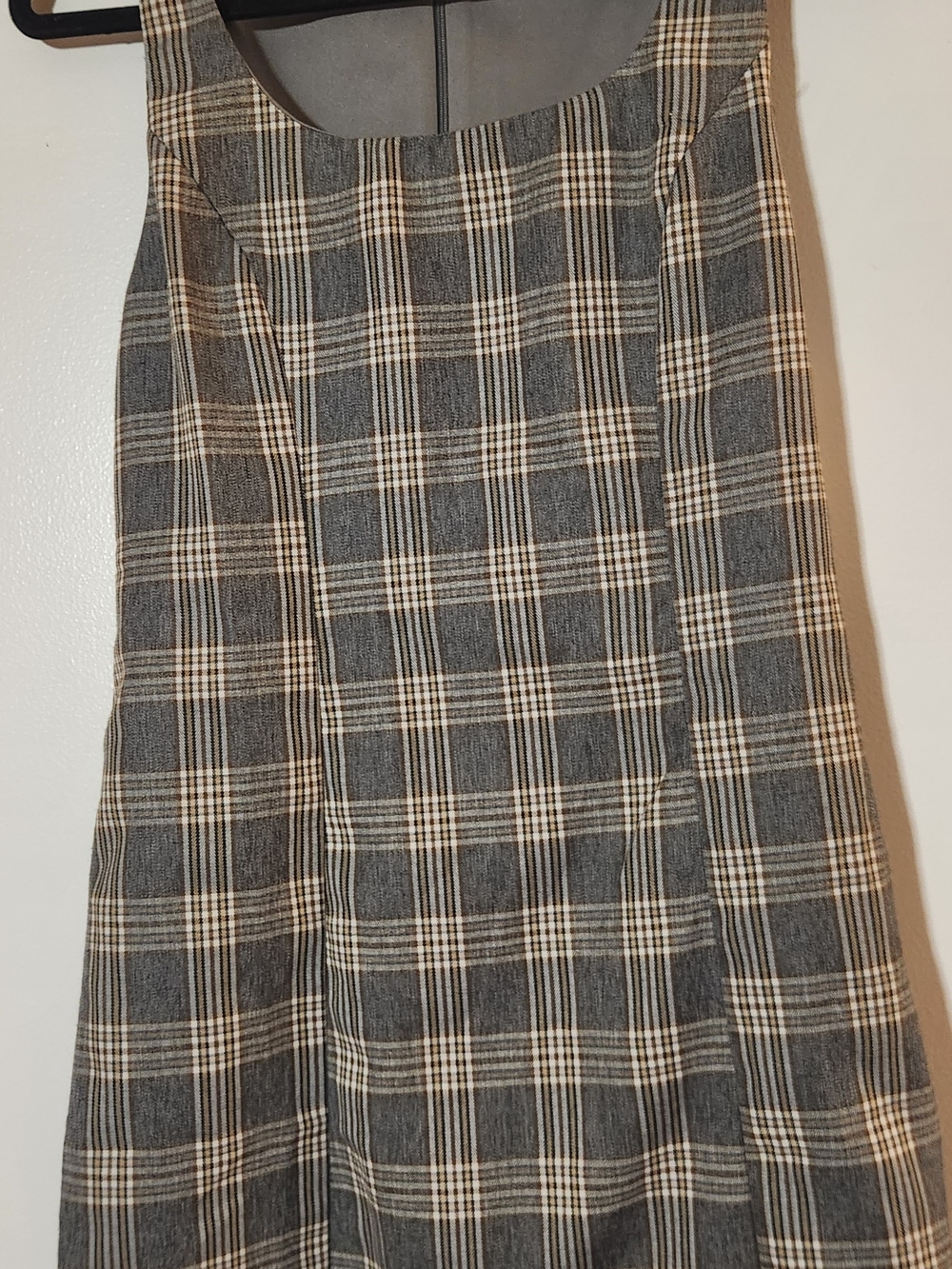 Altar'd State Gray and Cream Plaid A-Line Skirt
